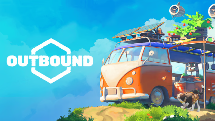 Outbound gameplay scene with a camper van adventure setting